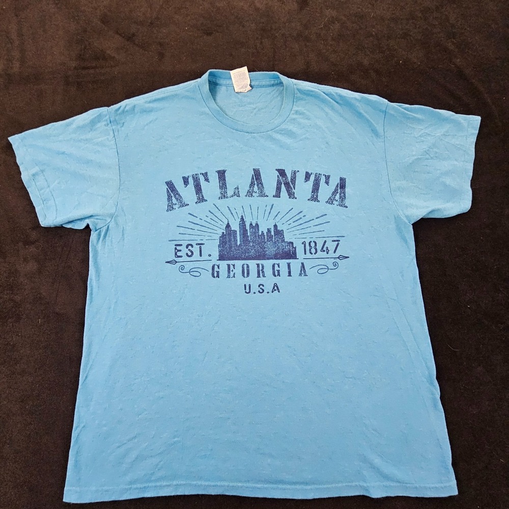 Atlanta GA USA 1847 Blue Short Sleeve Cotton Blend T-Shirt Men's L